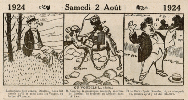 Almanach Vermot 1924 - 28 - Mais où vont-ils - Samedi 2 août 1924