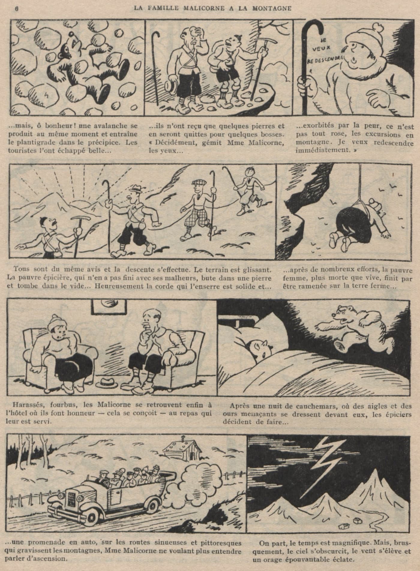 Guignol 1932 - n°202 - La famille malicorne à la montagne - 14 août 1932 - page 6