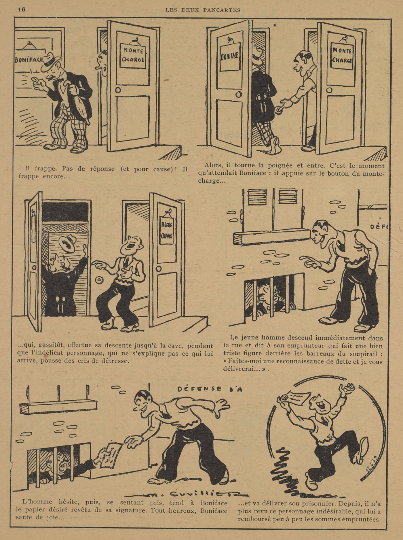 Guignol 1935 - n°4 - page 16 - Les deux pancartes - 27 janvier 1935