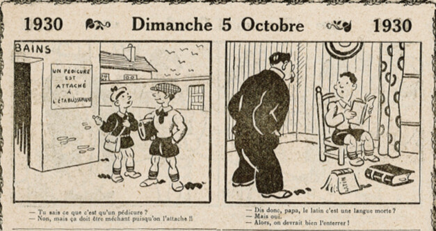 Almanach Vermot 1930 - 31 - Dimanche 5 octobre 1930