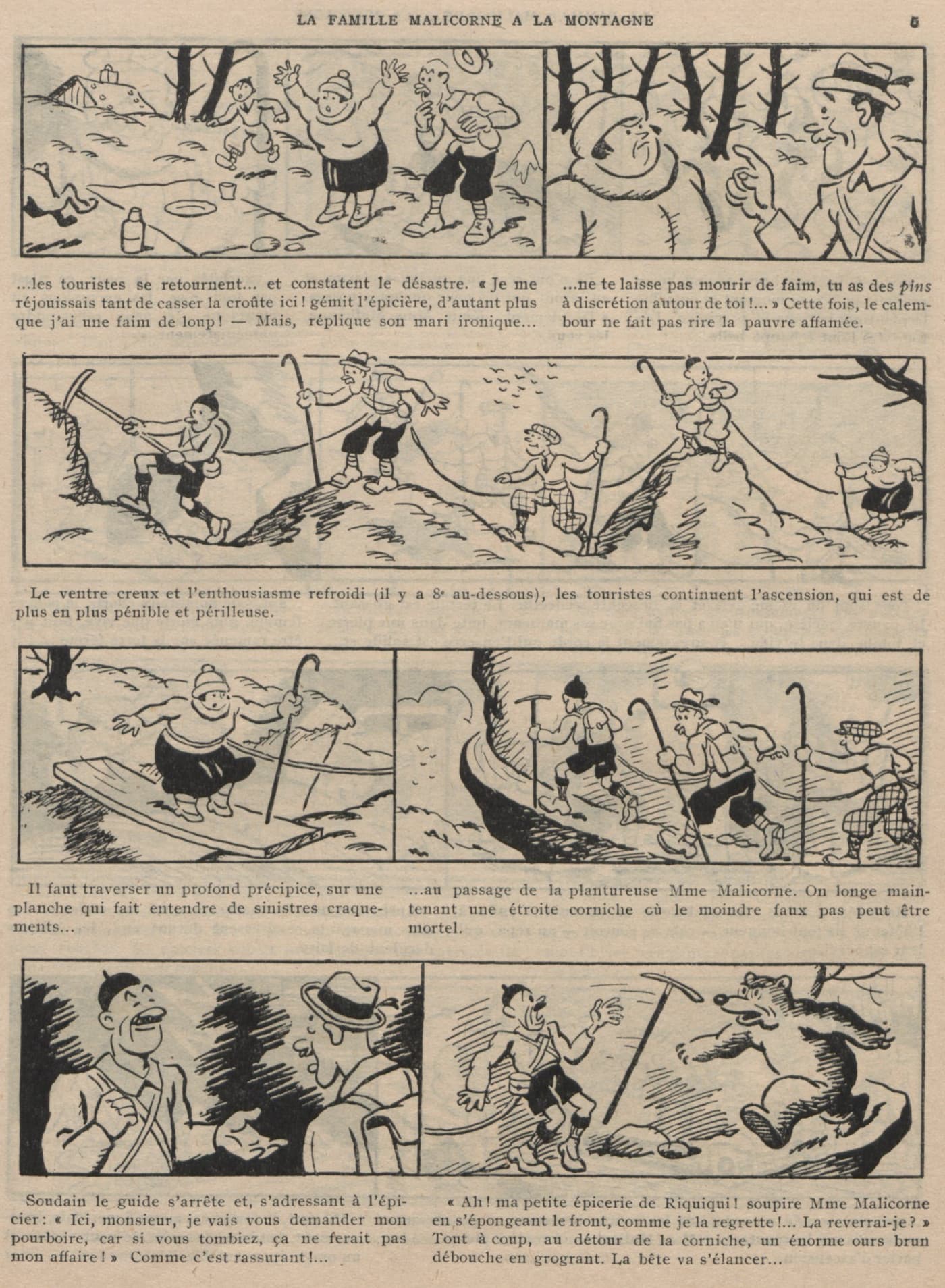 Guignol 1932 - n°202 - La famille Malicorne à la montagne - 14 août 1932 - page 5