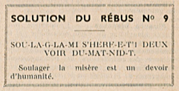 Almanach François 1939 - page 129 - Solution du rébus n°9