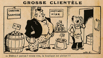 Almanach Pierrot 1938 - page 128 - Grosse clientèle