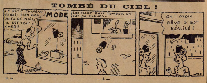 Lisette 1939 - n°19 - page 2 - Tombé du ciel - 7 mai 1939