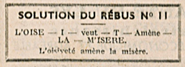 Almanach François 1939 - page 146 - Solution du rébus n°11