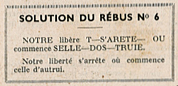 Almanach François 1939 - page 96 - Solution du rébus n°6