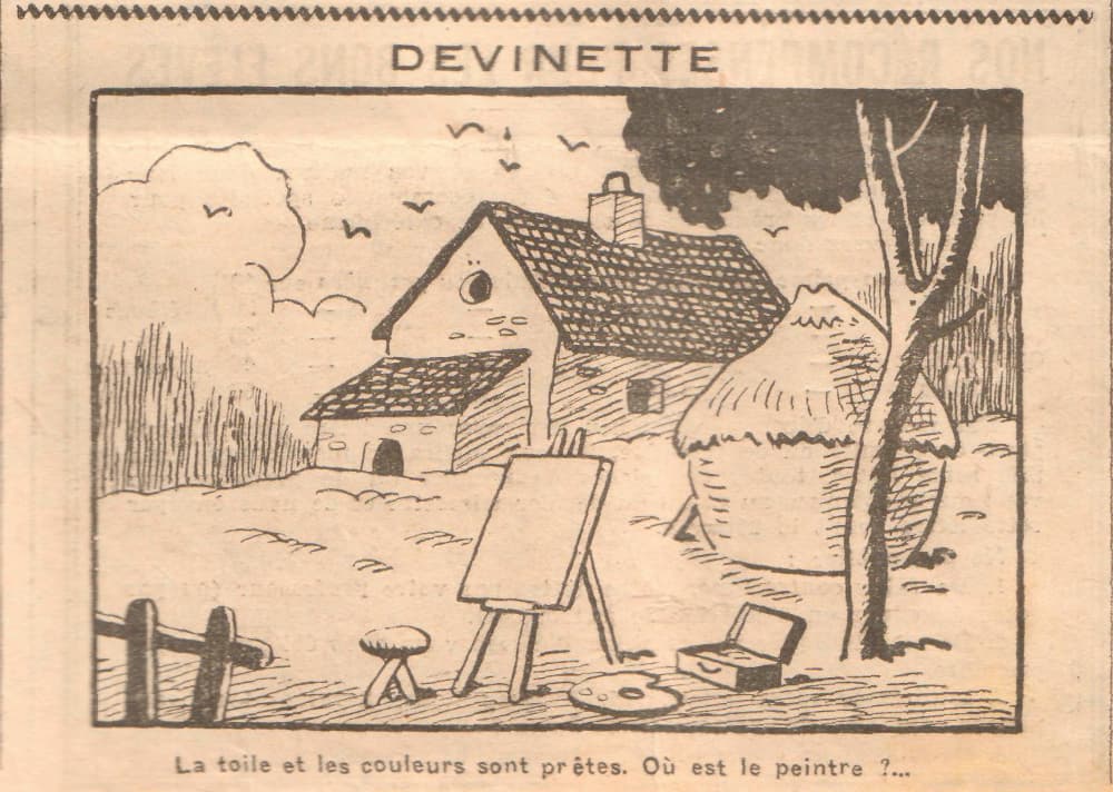 Coeurs Vaillants 1932 - n°16 - Page 4 - Devinette - Où est le peintre - 17 avril 1932