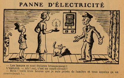 Almanach Lisette 1938 - page 12 - Panne d'électricité