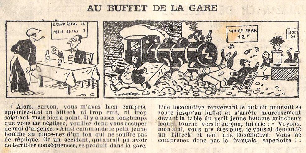 Almanach Petit Illustré 1936 - Au buffet de la gare - page 47