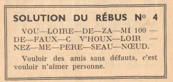 Almanach François 1939 - page 77 - Solution du rébus n°4