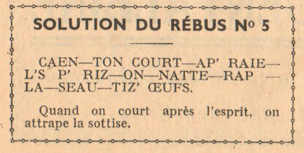 Almanach François 1939 - page 83 - Solution du rébus n°5