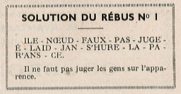 Almanach François 1939 - page 42 - Solution du rébus n°1