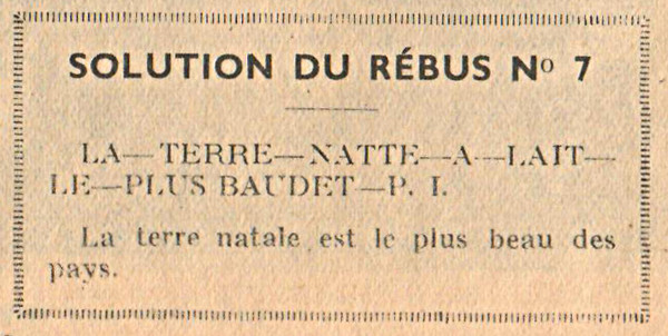 Almanach François 1939 - page 110 - Solution du rébus n°7